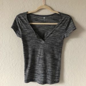 Gray Fitted V-Neck
